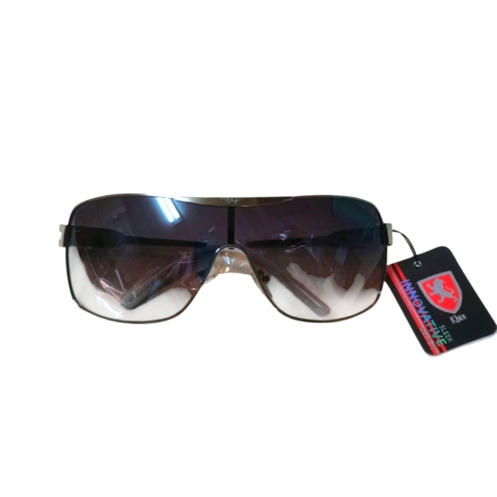 Khan Wrap Around One Piece Aviator Sunglasses White And Silver